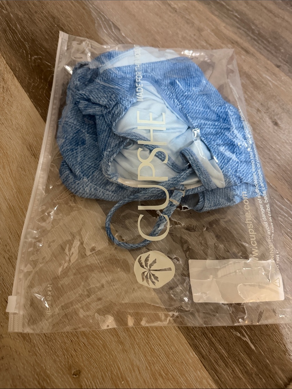 Cupshe Sky Blue Ribbed Bikini Set